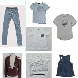 Women's Sz S Lot Lululemon Leggings Obey Uniqlo Fender Tee Vtg 90s Rip Curl Top